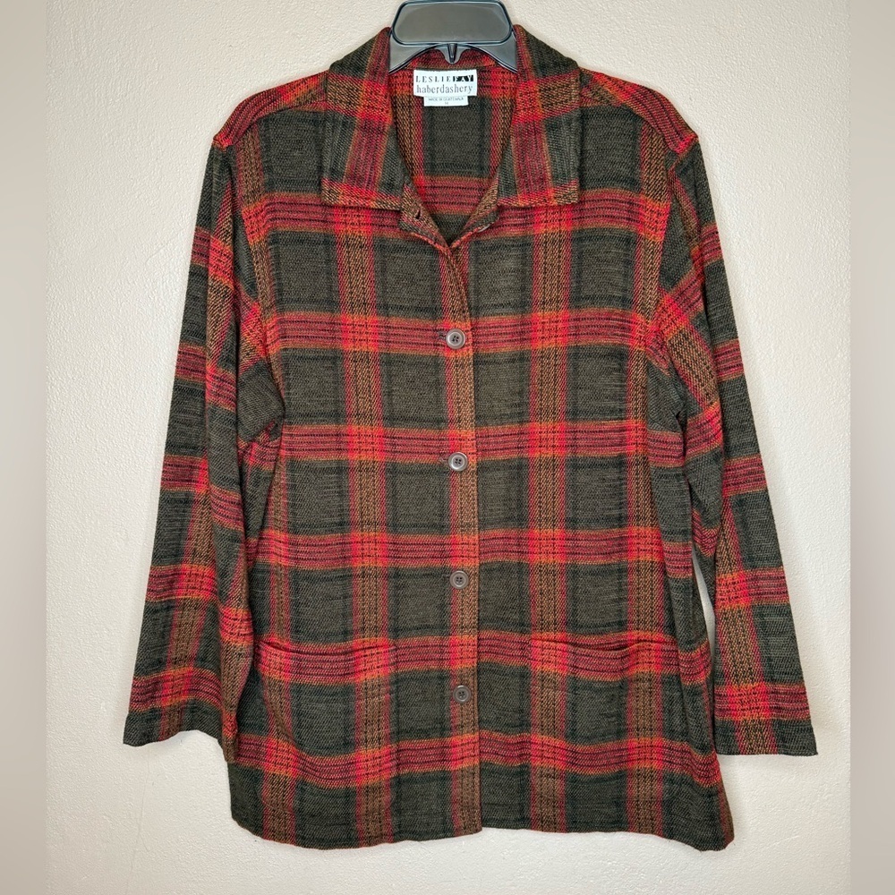 Vintage Leslie Fay Haberdashery Plaid Jacket Shacket Women's Size 14 Cabincore